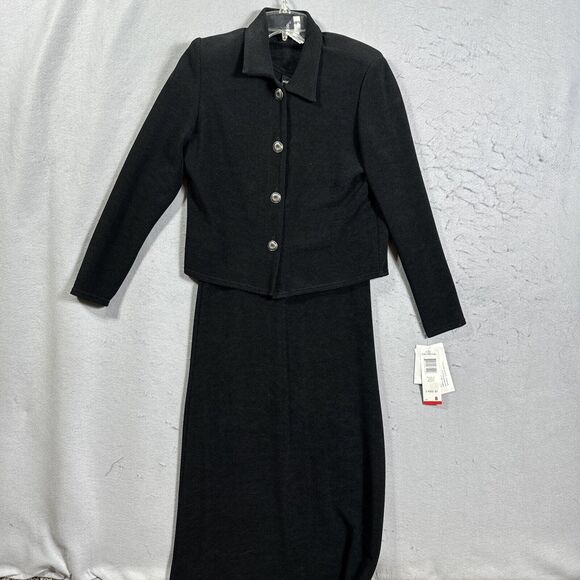 Positive Attitude Long Dress Set Womens SZ 8 Black Maxi Short Sleeve Jacket - Picture 1 of 16